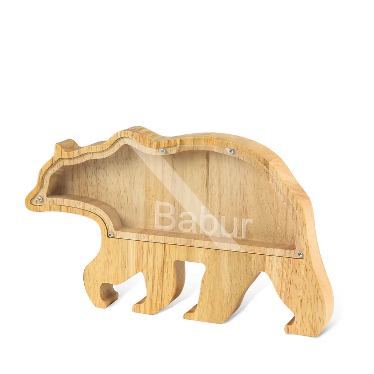 Bär Sparschwein-Personalisiertes Name Holz Sparbüchse mit Acryl