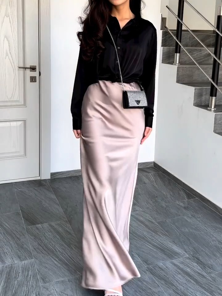 Elegant Satin Silky Hip-hugging Mid-length Fishtail Long Skirt | Oxredo Shop Ramadan Sale