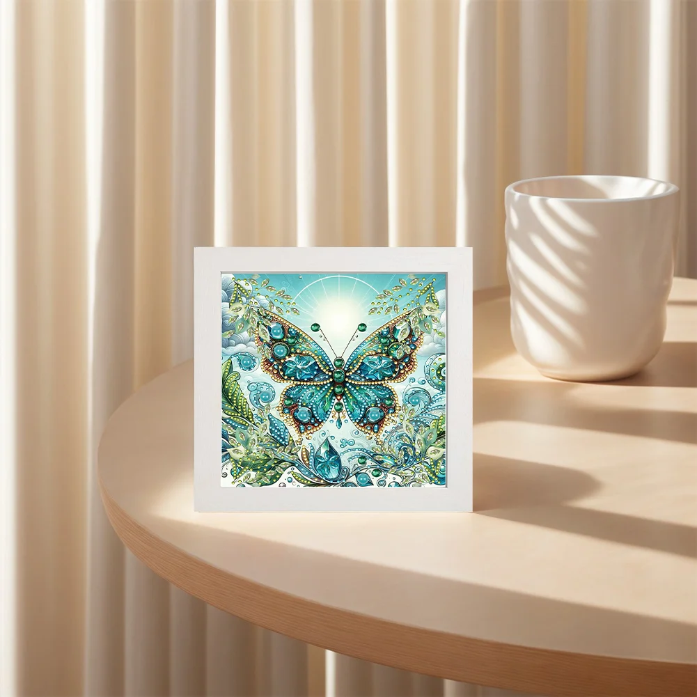 5D DIY Partial Special Shaped Drill Diamond Painting Kit Butterfly Decor(19.2*19.2cm)【With Frame】