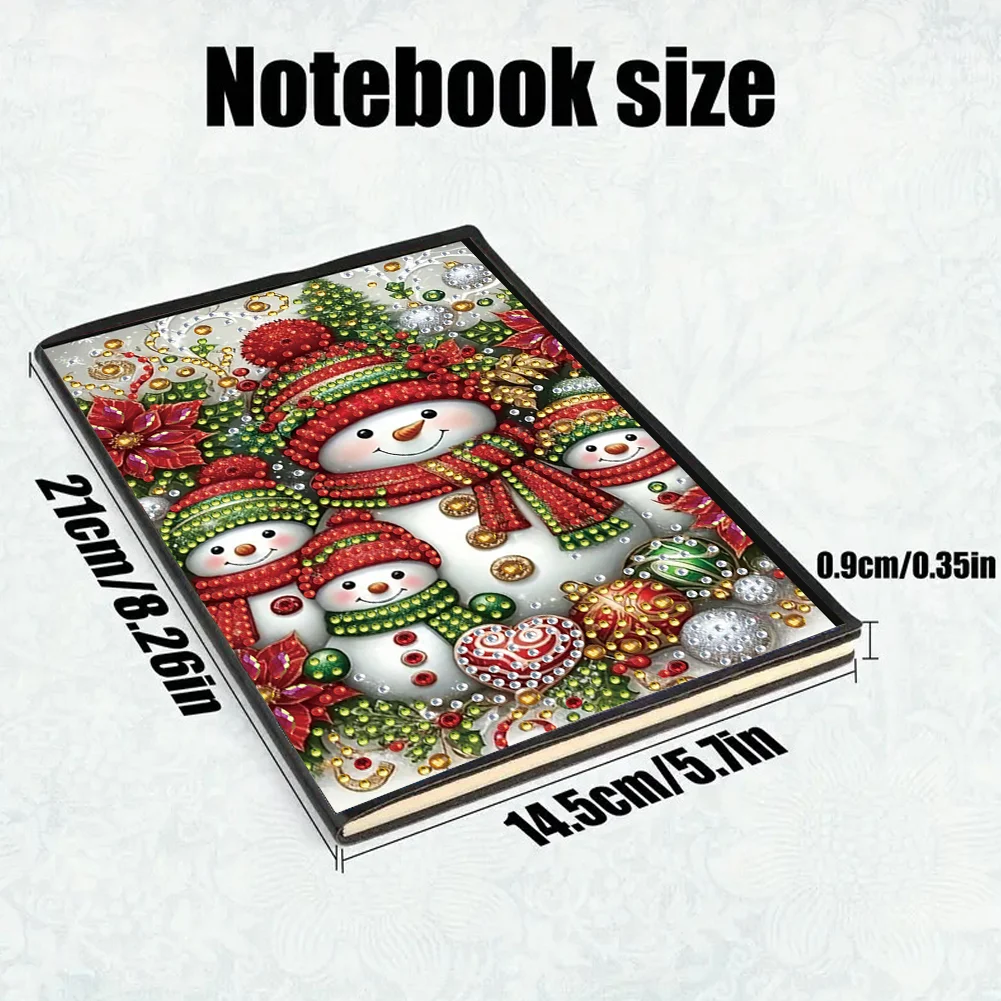50-Page A5 Snowman Diamond Painting Notebook for Adult Holiday Birthday Gift