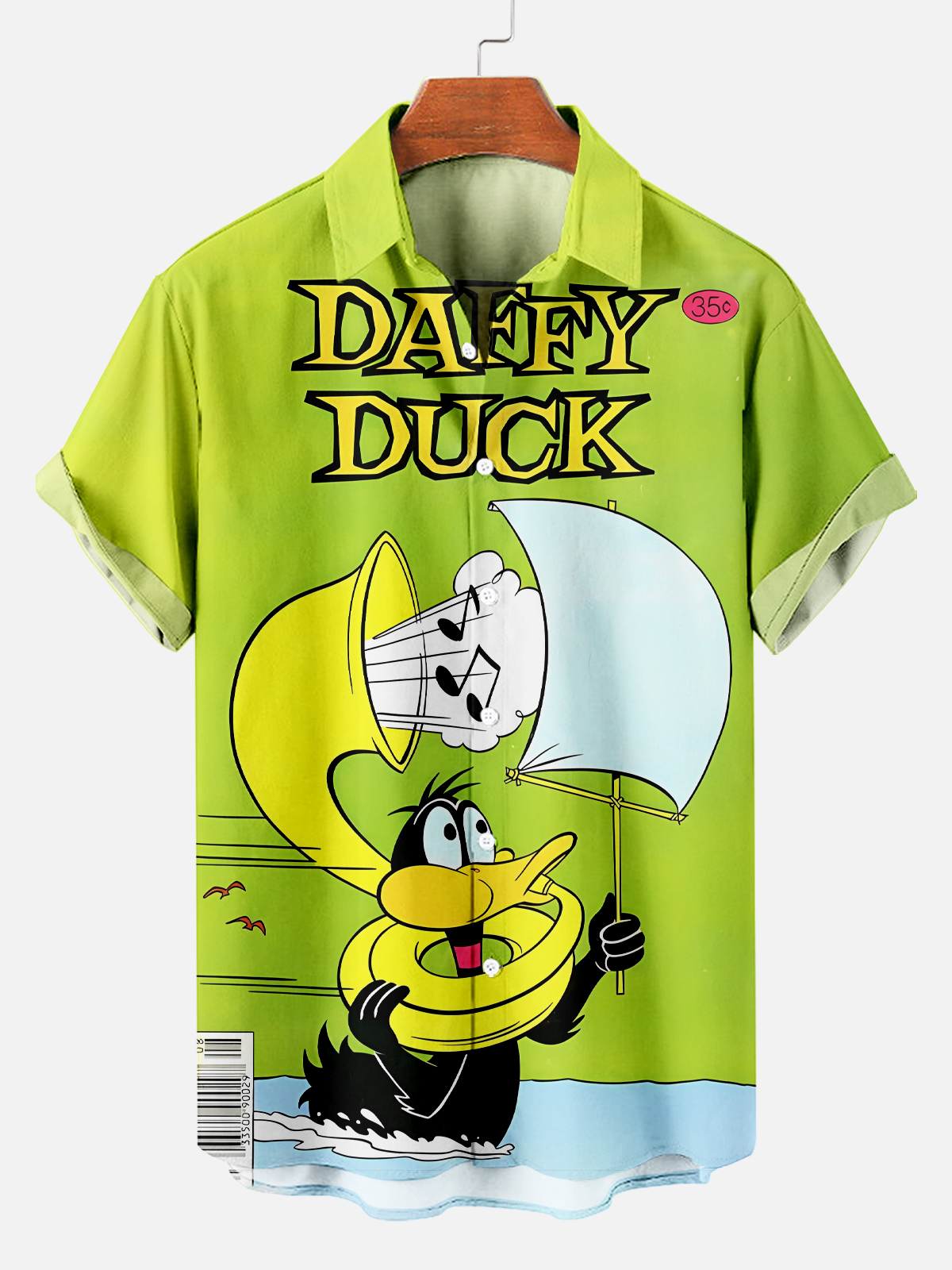 Men's Classic Cartoon Musical Duck Short Sleeve Casual Shirt PLUSCLOTHESMAN