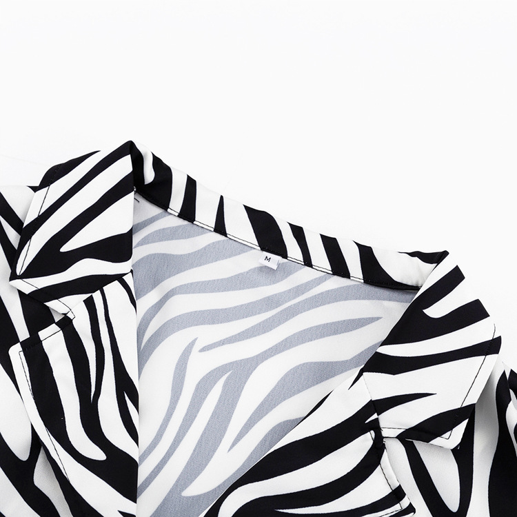 Ootddress Women Two Piece Sets Outfits Zebra Printed Loose Shirt Tops And High Waist Shorts Set 2025 Casual Streetwear Summer New