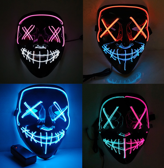 Halloween Clowing Cool Mask Flashing Blood Horror Thriller Flashing LED ...