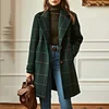 Women's Vintage Wool Plaid Mid-Length Lapel Jacket Coat by Inlyline
