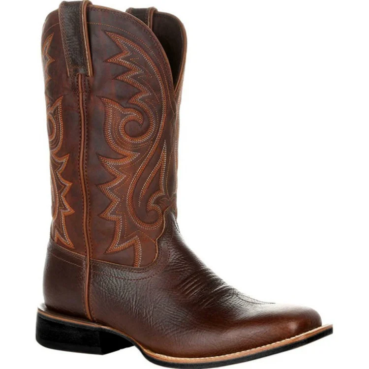 Men's Boots Cowboy Boots Vintage Embroidered Western Boots Cavender's/Tecovas Boots Classic Outdoor PU Black Brown Winter