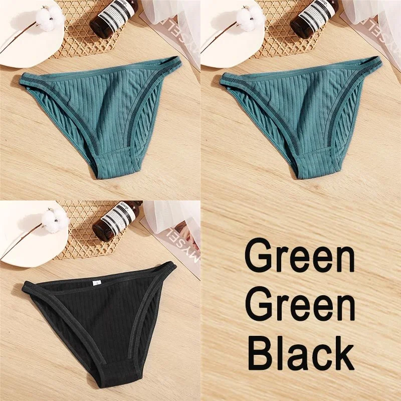 3PCS Sexy Lace Panties Women Underwear Cotton Briefs Female Underpants Solid Color Pantys Hollow Mesh Low Waist Panties Lingerie