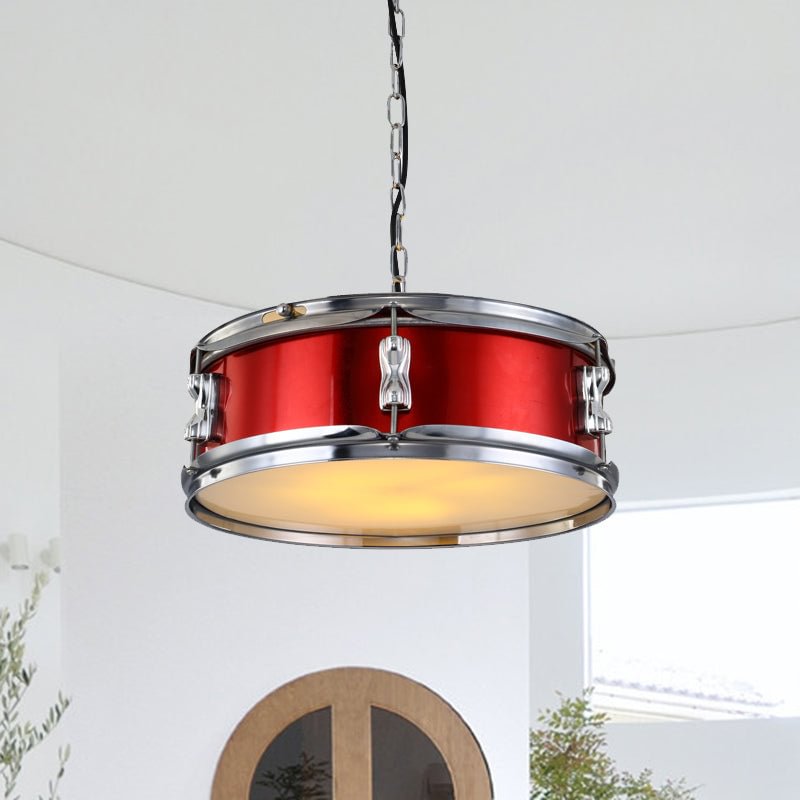 Drum Shape Metal Chandeliers Three-bulb Industrial Pendant Light for Living Room