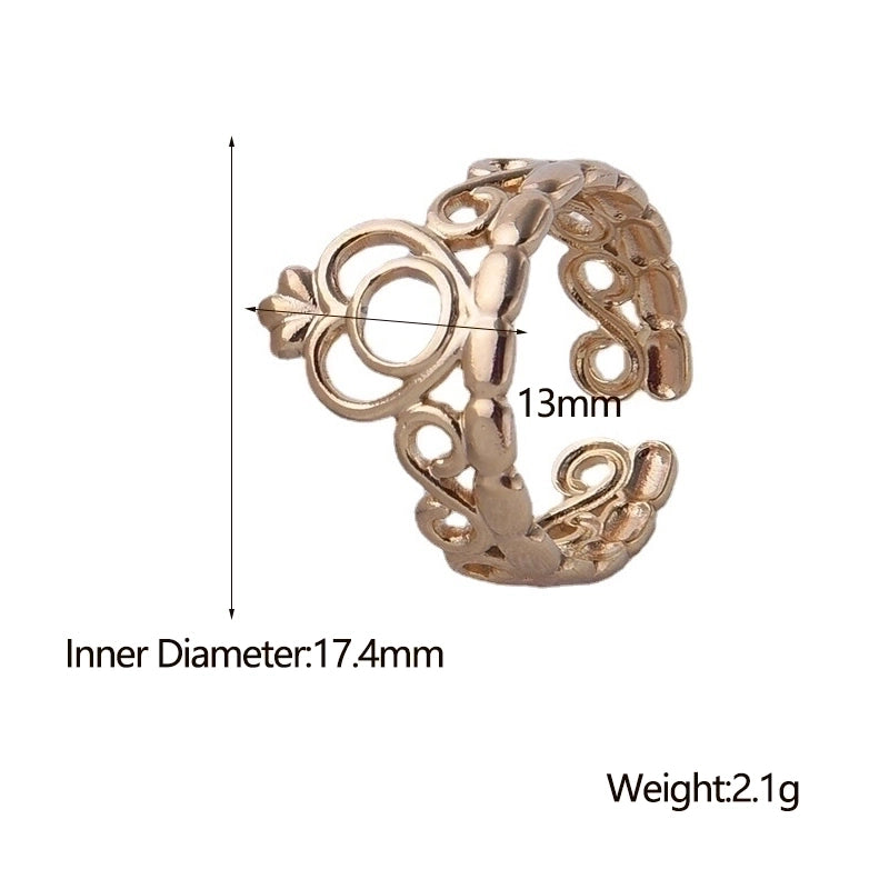 Retro Crown Titanium Steel Plating Open Ring 1 Piece