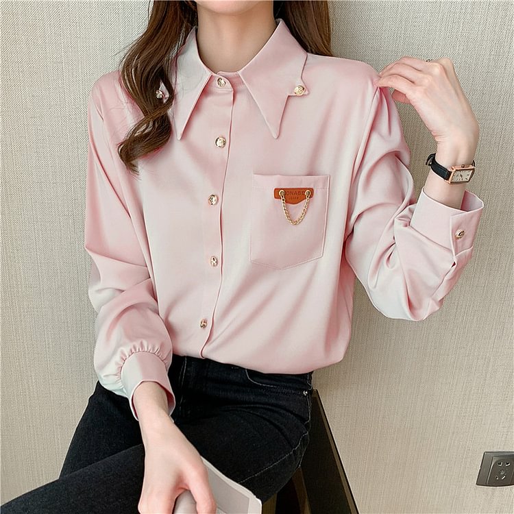 Premium satin long sleeve chiffon shirt