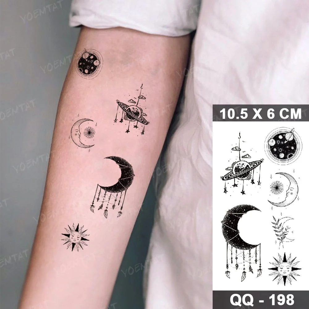 Waterproof Temporary Tattoo Stickers Clock Compass Flower Arrow Henna Flash Tatoo Women Men Indian Hand-painted Small Fake Tatto