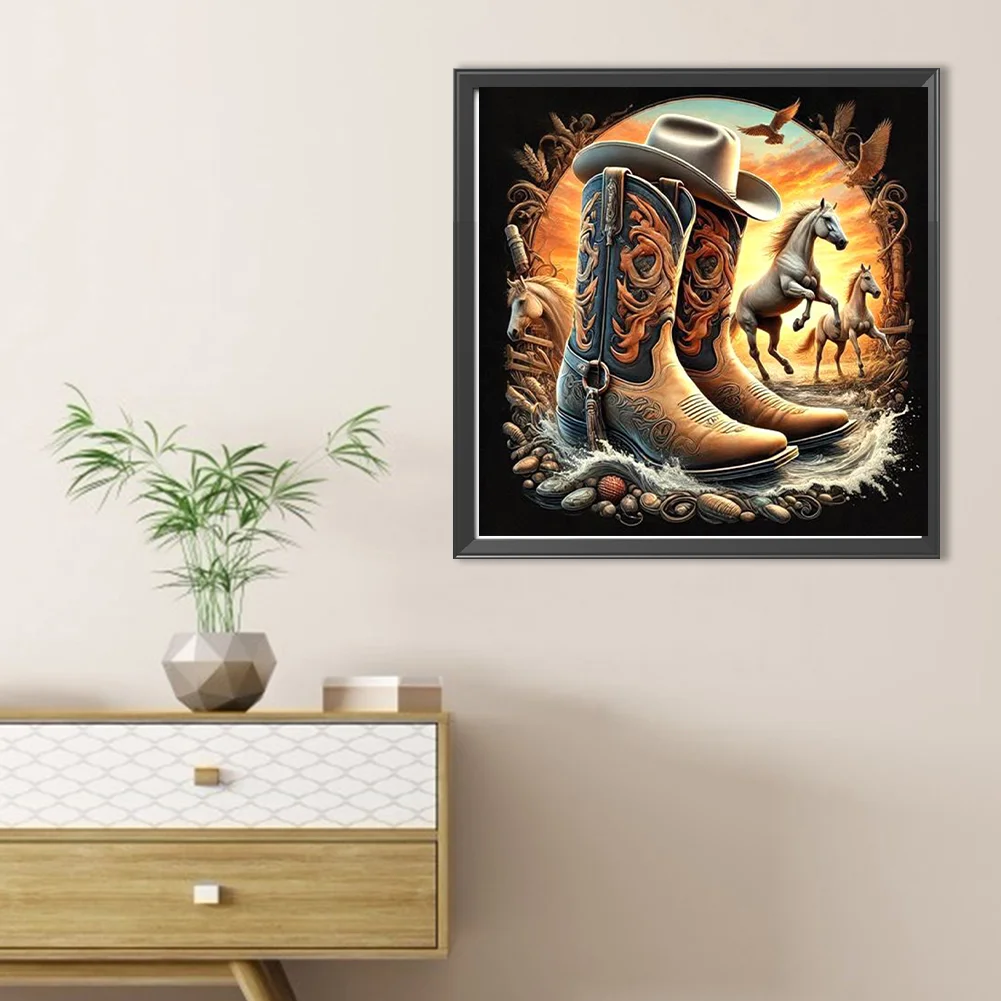 Diamond Painting - Full Round Drill - Boots Horse(Canvas|30*30cm)
