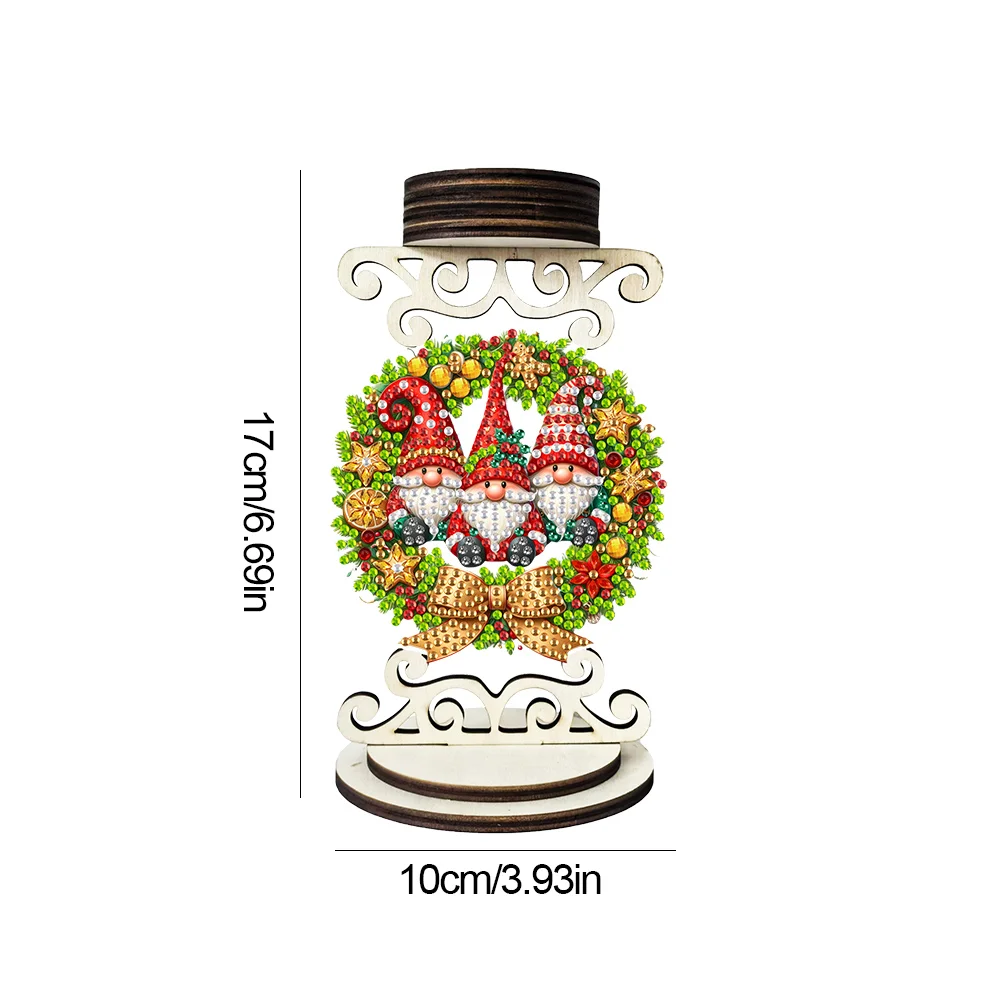 5D DIY Wooden Special Shaped Christmas Gnome Diamond Handmade Candle Holder