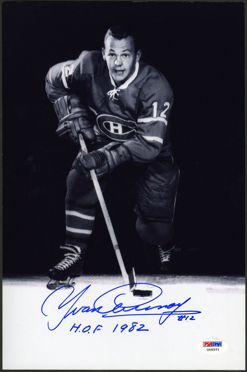 Yvan Cournoyer SIGNED 8x12 Photo Poster painting + HOF 82 Montreal Canadiens PSA/DNA AUTOGRAPHED