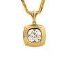 18K Yellow Gold 4ct Old Mine Cut Lab Diamond Flat-topped Stepped Pyramid Pendant Necklace