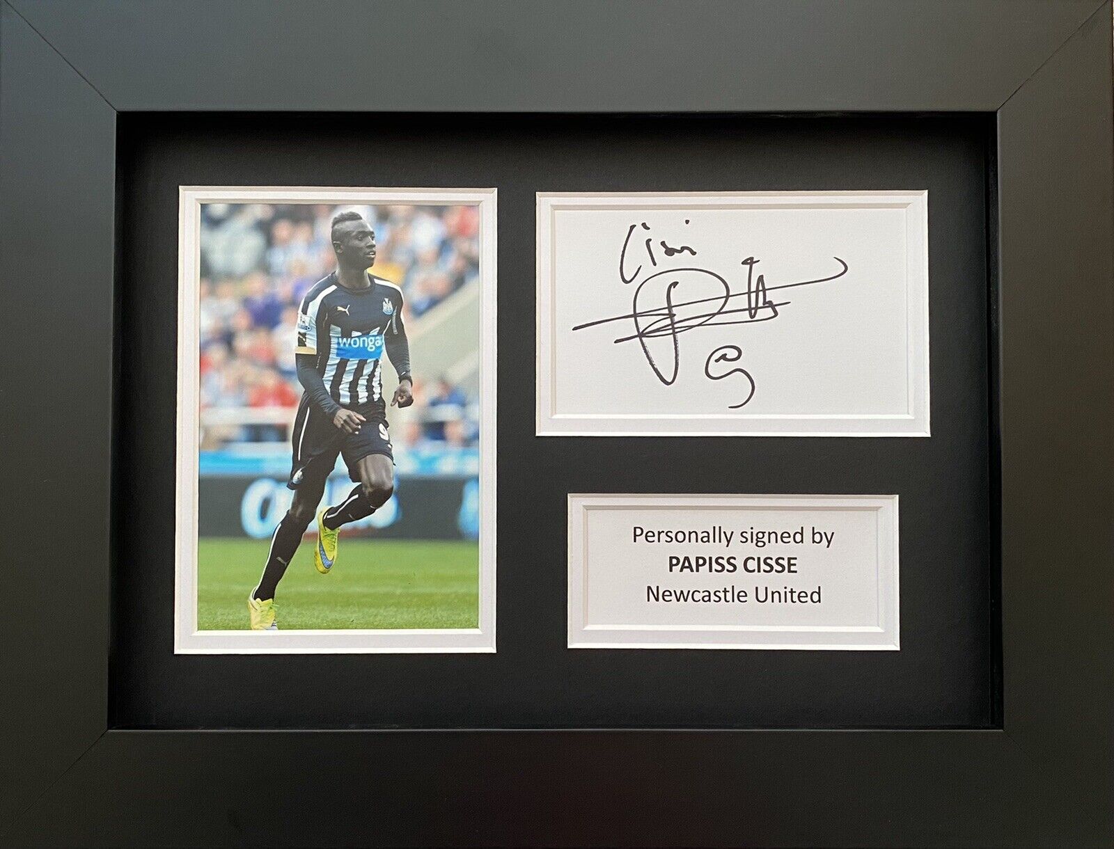 Papiss Cisse Hand Signed White Card In A4 Newcastle United Frame Display