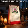 Bouquet Diamond Art Monthly Flip Tabletop Calendar January 2027 - December 2027 Small Desktop Calendar Planner for Living Room Bedroom Office Desk Gift Giving