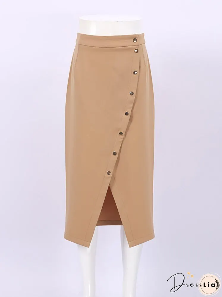Elegant Womens High Waist A-Line Skirts Office Ladies Black Midi Chic New Fall Dress