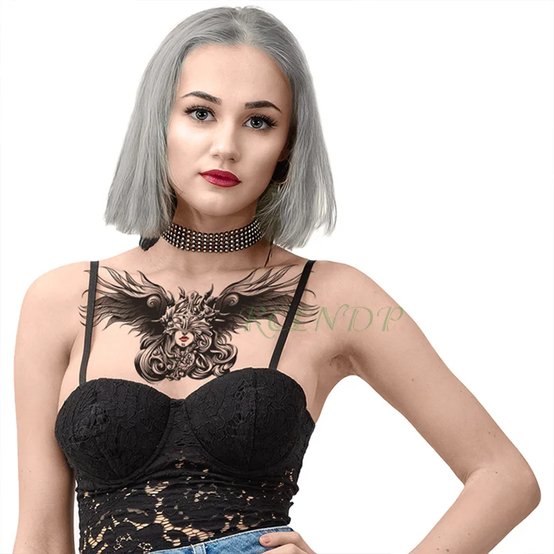 Sdrawing Temporary Tattoo Sticker leaf flower plant black sketch Fake Tatoo Breast Chest Back Belly Flash Tatto For Women Girl