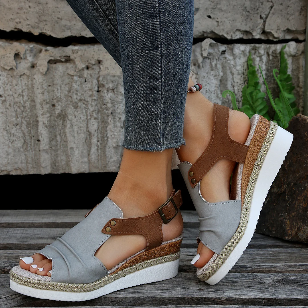Yyvonne Summer Flat Bottom Fish Mouth Heel Sandals Women's Belt Buckle Beach Sandals