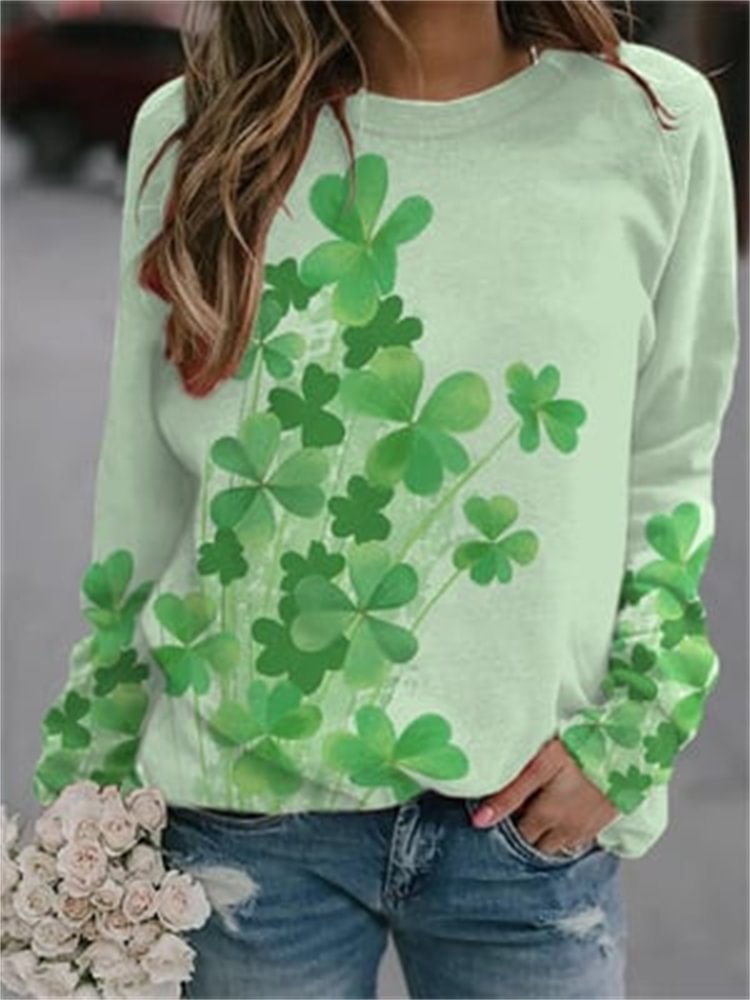 Comstylish St. Patrick's Day Clover Painting Sweatshirt