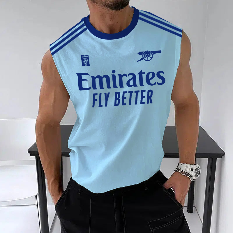 Men's Football Team Logo Print Jersey Casual Fitness Sleeveless Vest / TECHWEAR CLUB / Techwear
