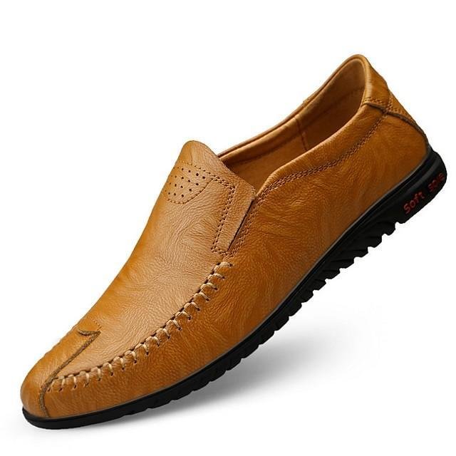 Men's Comfort Shoes Summer / Fall Daily Loafers & Slip-Ons Cowhide Light Brown / Dark Brown / Black - VSMEE