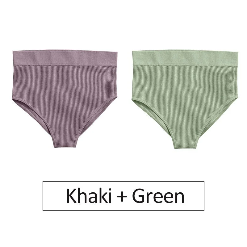 2PCS/Set Women's Panties High Waist Seamless Underwear Female Underpants Woman Sexy Briefs Ladies Panties Intimates Lingerie