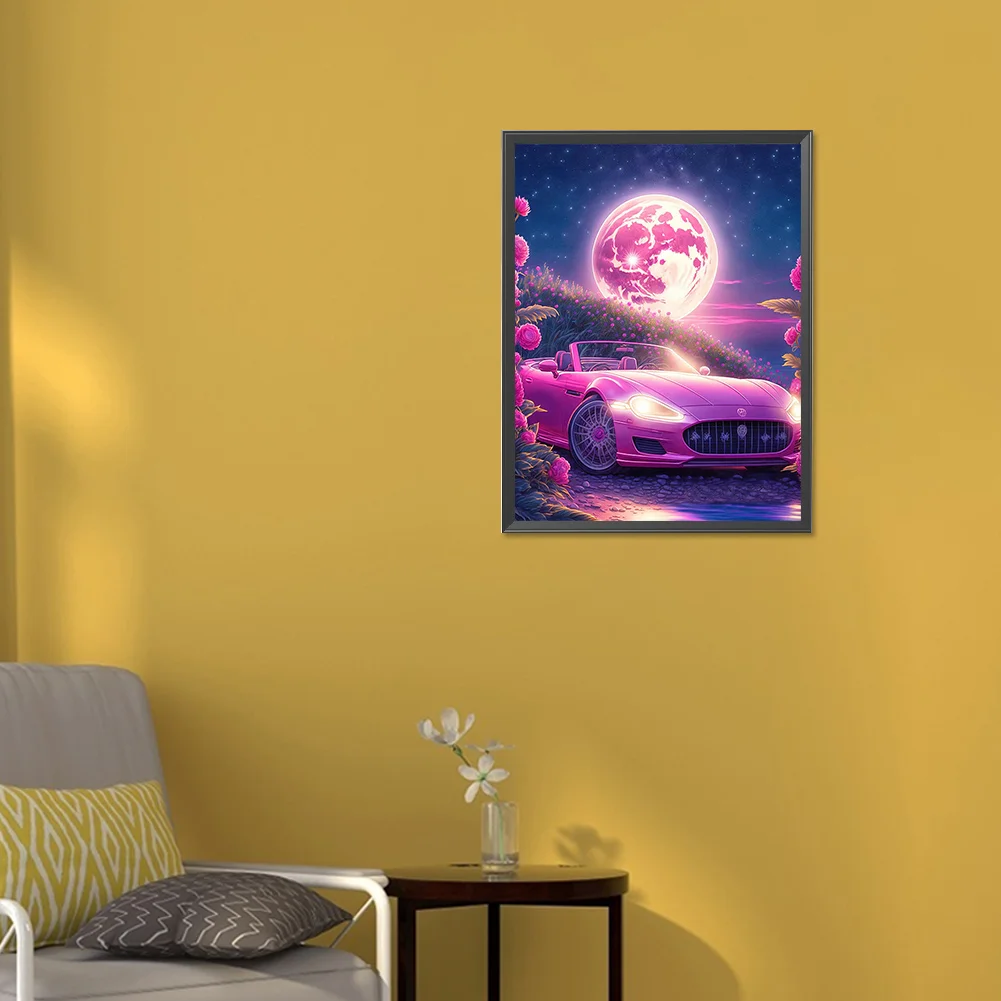 Full Round Diamond Painting 30*40cm - Pink Ocean Car