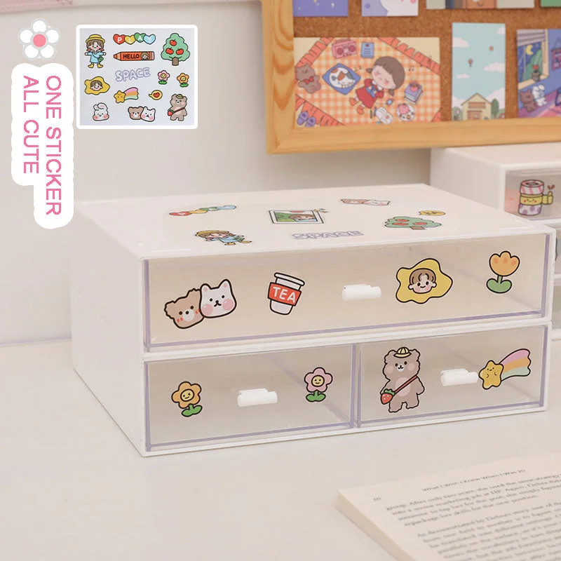 W&G Ins Drawer Type Desktop Storage Box Transparent Student Dormitory Miscellaneous Cosmetics Rack Desk Kawaii Organize Box 2021