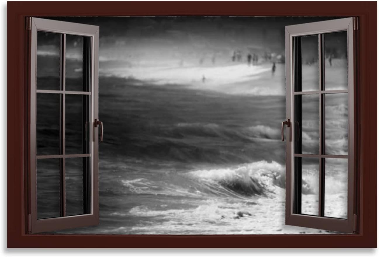 Canvas Wall Poster Artwork Picture Stormy waters Malibu beaches Art Painting Framed Print Bedroom Home Living Room Office Decoration Gift 23 inch X34 inch  Color6