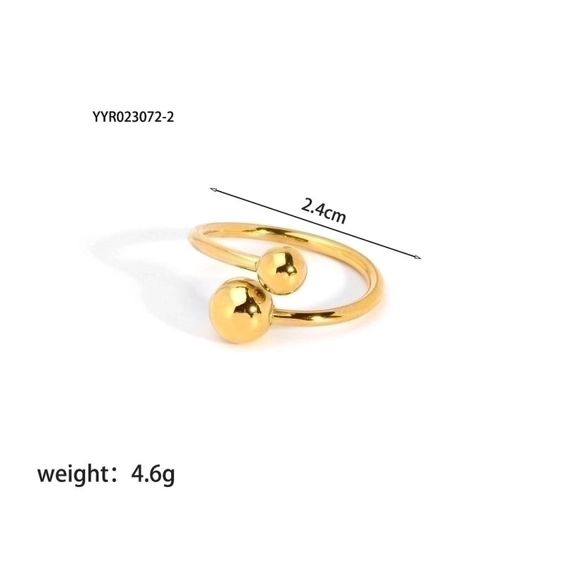 201 Stainless Steel 18K Gold Plated Vintage Style French Style Plating Inlay Ball Zircon Open Rings