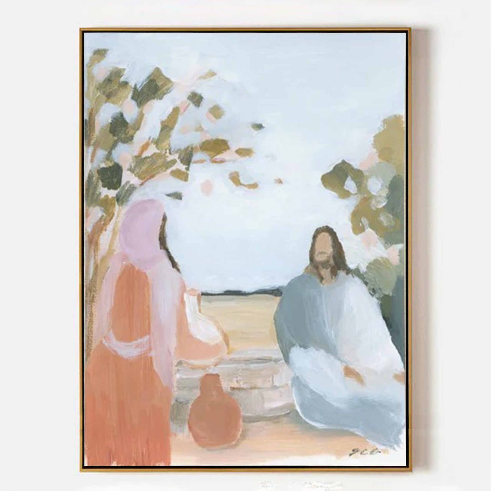 Arabelart Modern Christian Wall Art of Jesus and the Samaritan Woman AR1511
