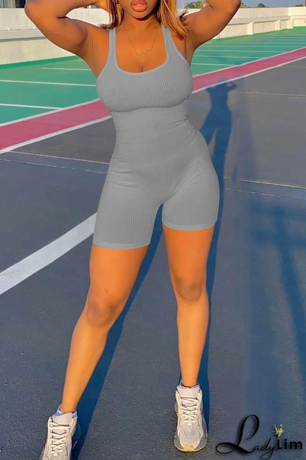 Black Casual Sportswear Solid Split Joint U Neck Regular Jumpsuits