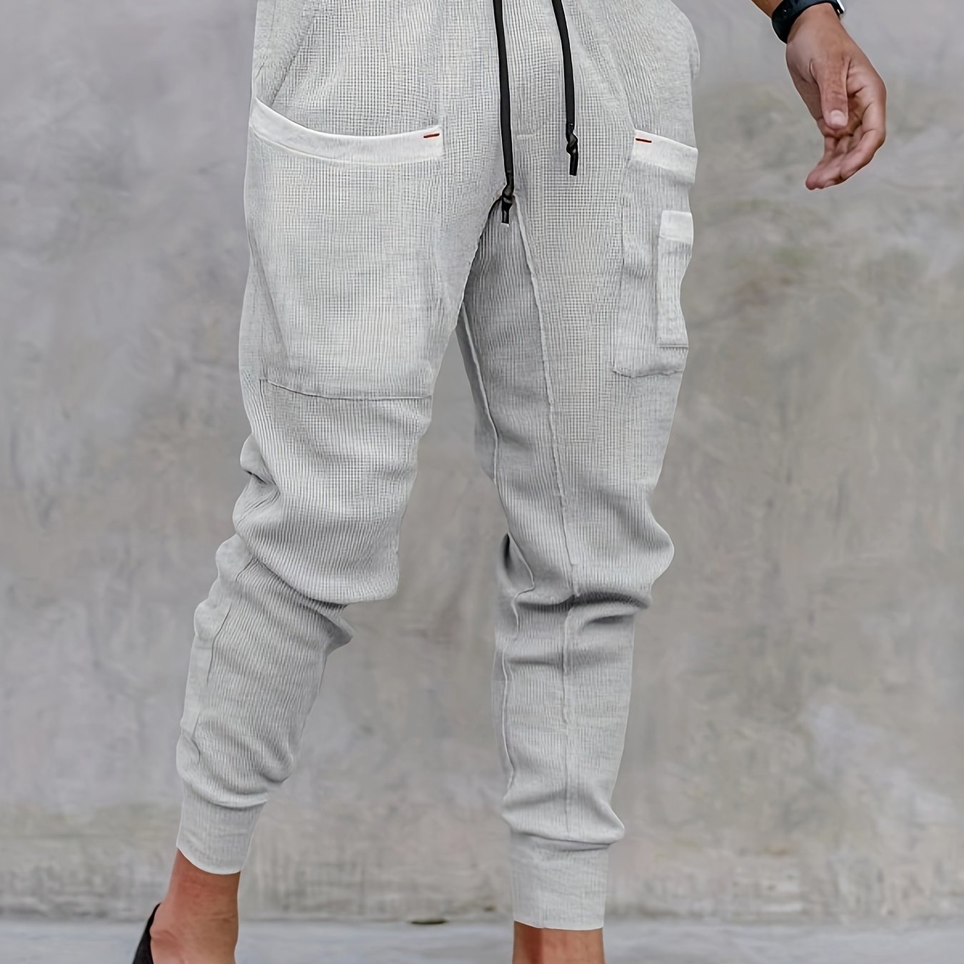 Men's Breathable Tapered Pants Joggers, Casual Stretch Sports Pants With Pocket For Fitness Training