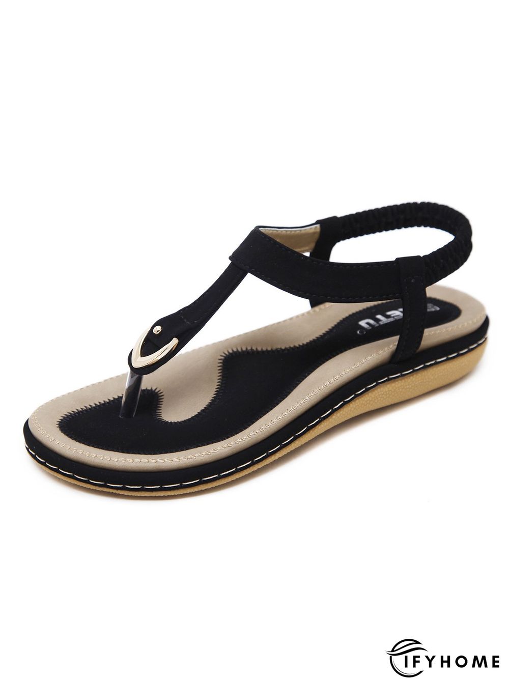 Women's Beach Metal Buckle Trim Flip-On Sandals | IFYHOME
