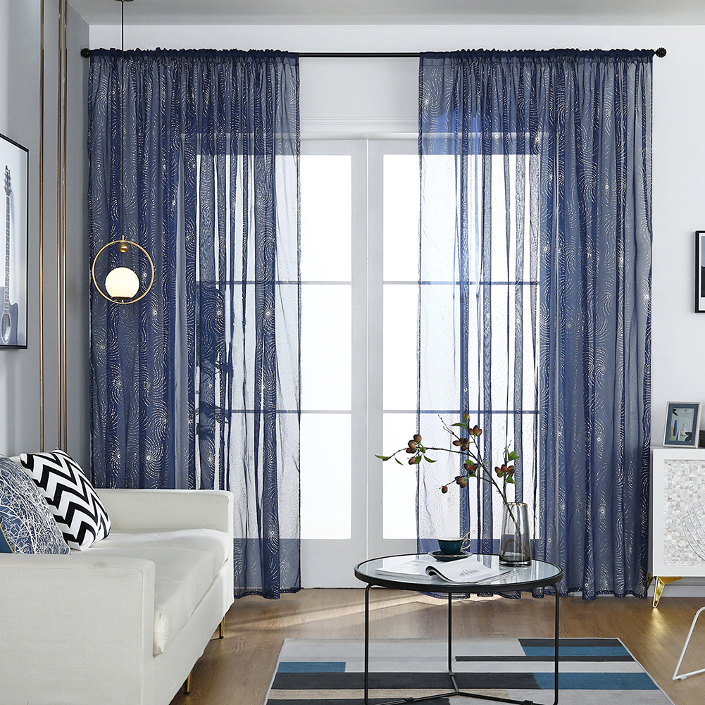 

Navy Blue Fireworks Window Tulle Screening Sheer Decor Curtains (1x2.5m, 501 Original