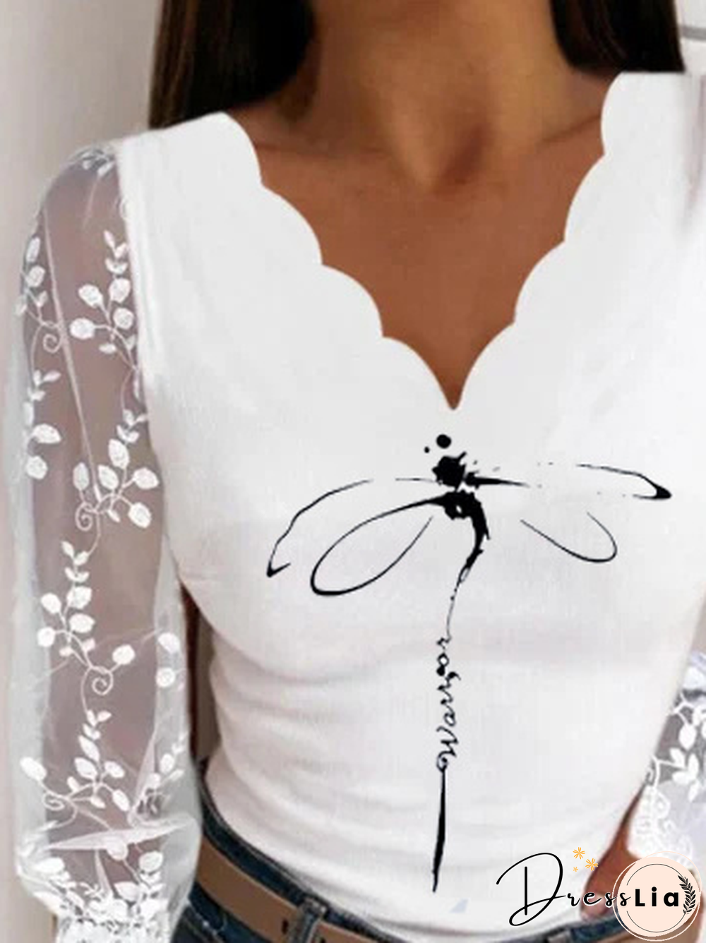 Cotton V Neck Sheath Basic T-shirt