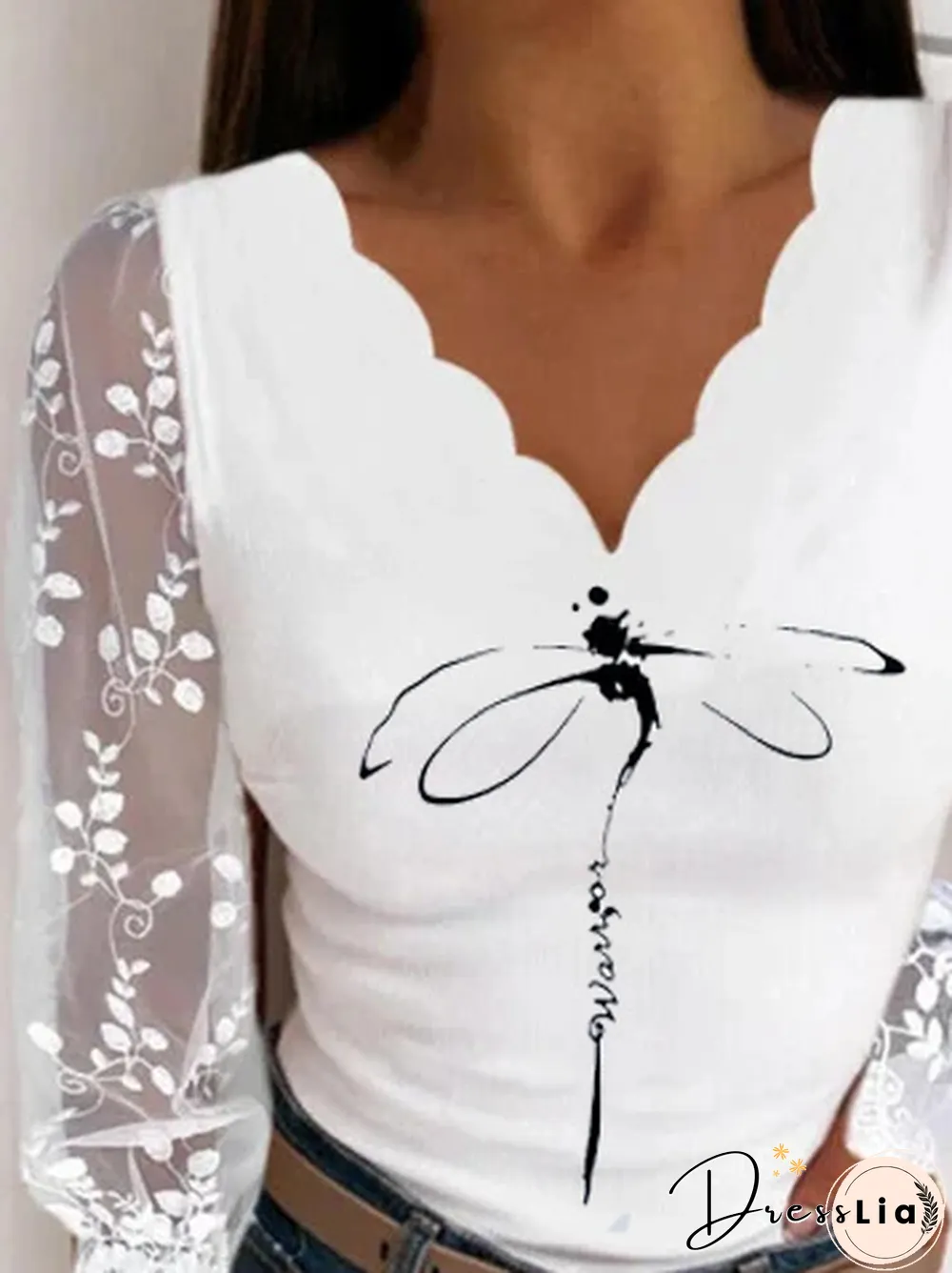 Cotton V Neck Sheath Basic T-shirt