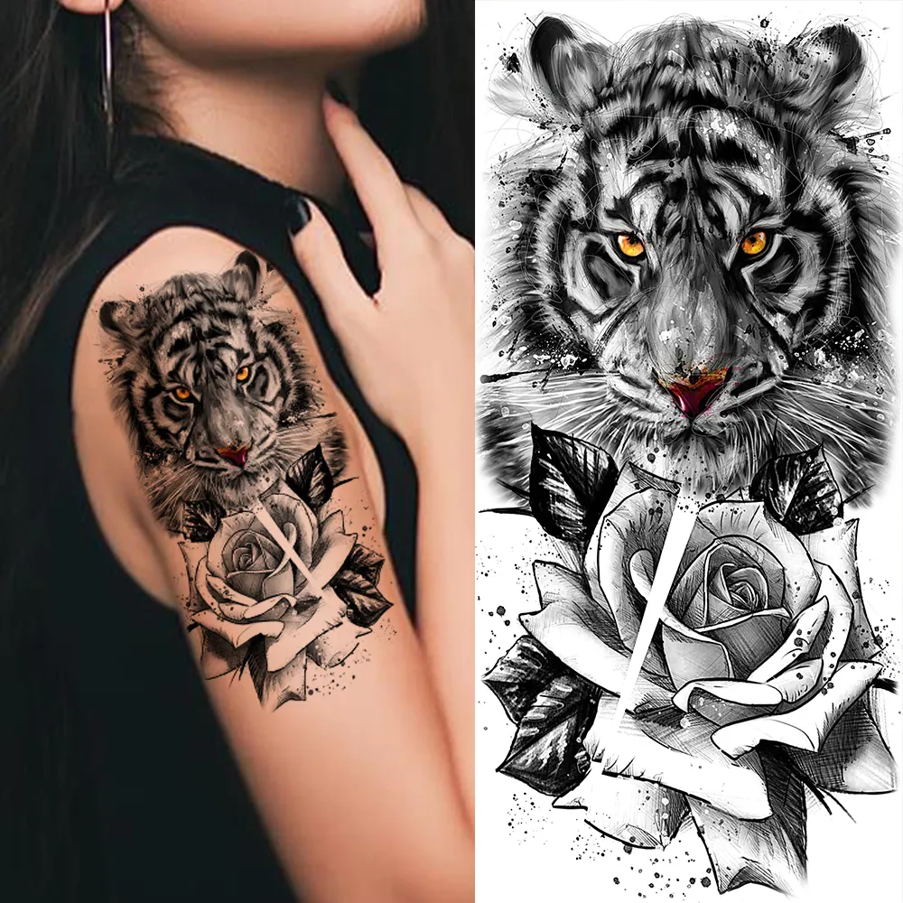 Sdrawing Sunflower Butterfly Temporary Tattoos For Women Adult Rose Flower Moon Fake Tattoo Arm Body Art Decoration Tatoo Paper