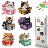 6Pcs Acryl Frühling Geschenkbox Katze - 5d DIY Handwerk Aufkleber Magnet