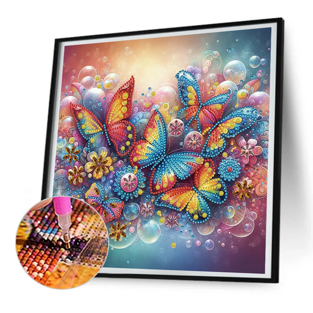 Diamond Painting - Partial Special Shaped Drill - Butterfly(Canvas|30*30cm)