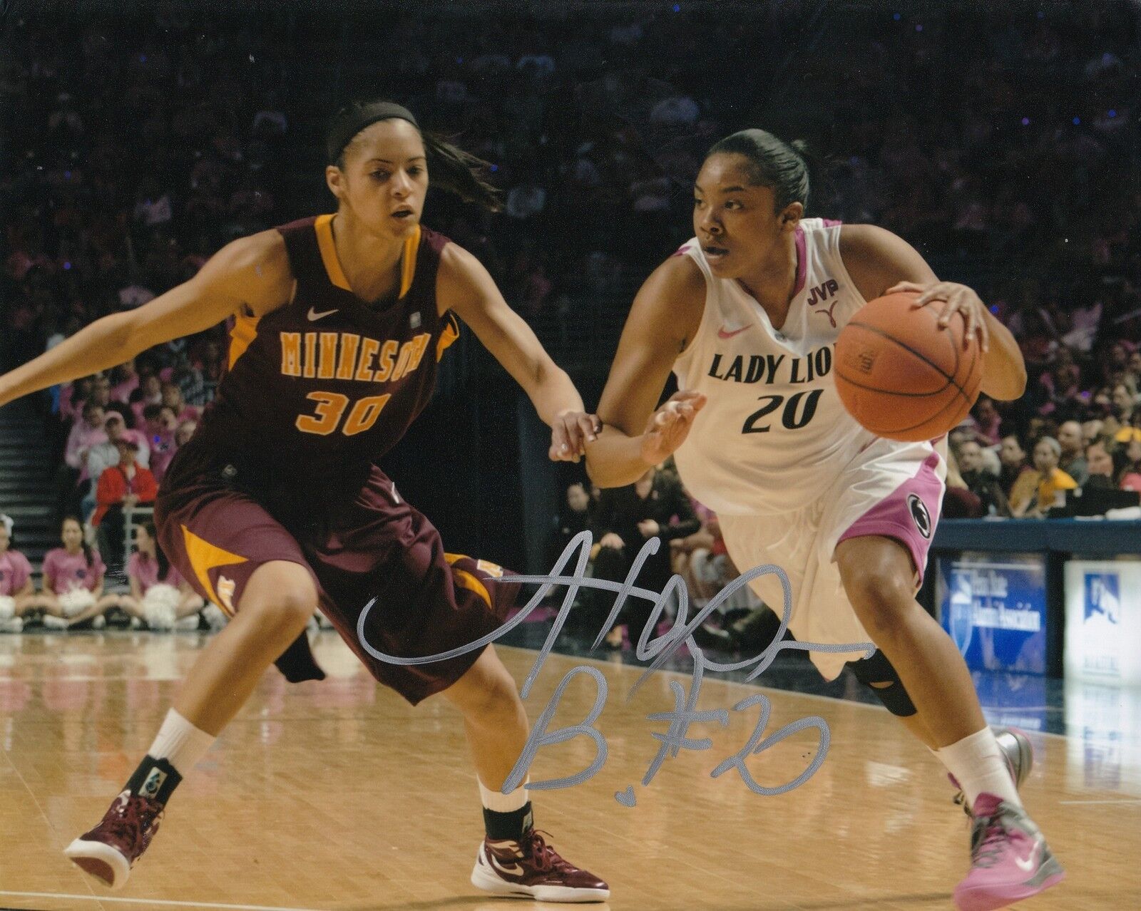 ALEX BENTLEY signed (ATLANTA DREAM) PENN STATE Basketball 8X10 Photo Poster painting W/COA #3