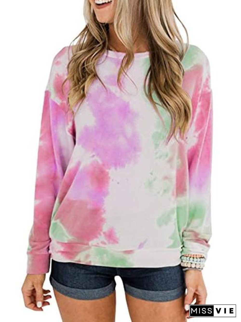 Casual Tie-dye Print Thick Sweater