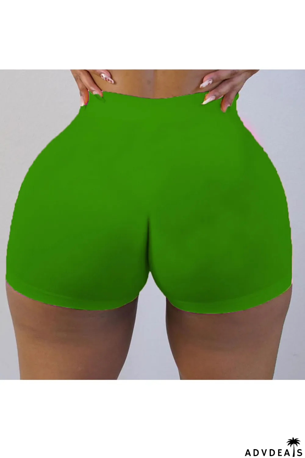 Army Green Elastic Fly High Solid Straight shorts Bottoms