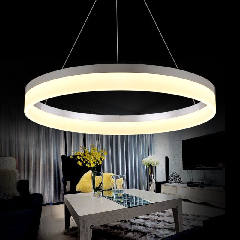 40 60 80CM 3 Rings Modern LED Pendant Light For Living Room Bedroom Luminaire Acrylic Hanging Pendant Lamp Lighting Fixtures