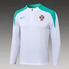 2024 Portugal Half-Pull Training Suit White Football Jersey 1:1 Thai Quality
