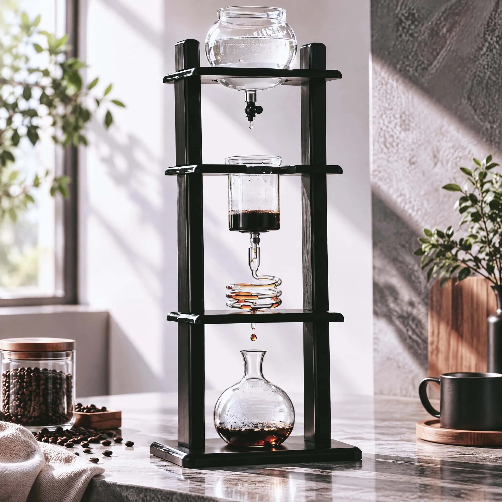 Fromtea Premium Spiral Ice Drip Coffee Maker &ndash; Elegant Wooden Cold Brew Tower _Fromtea&reg; Official Store