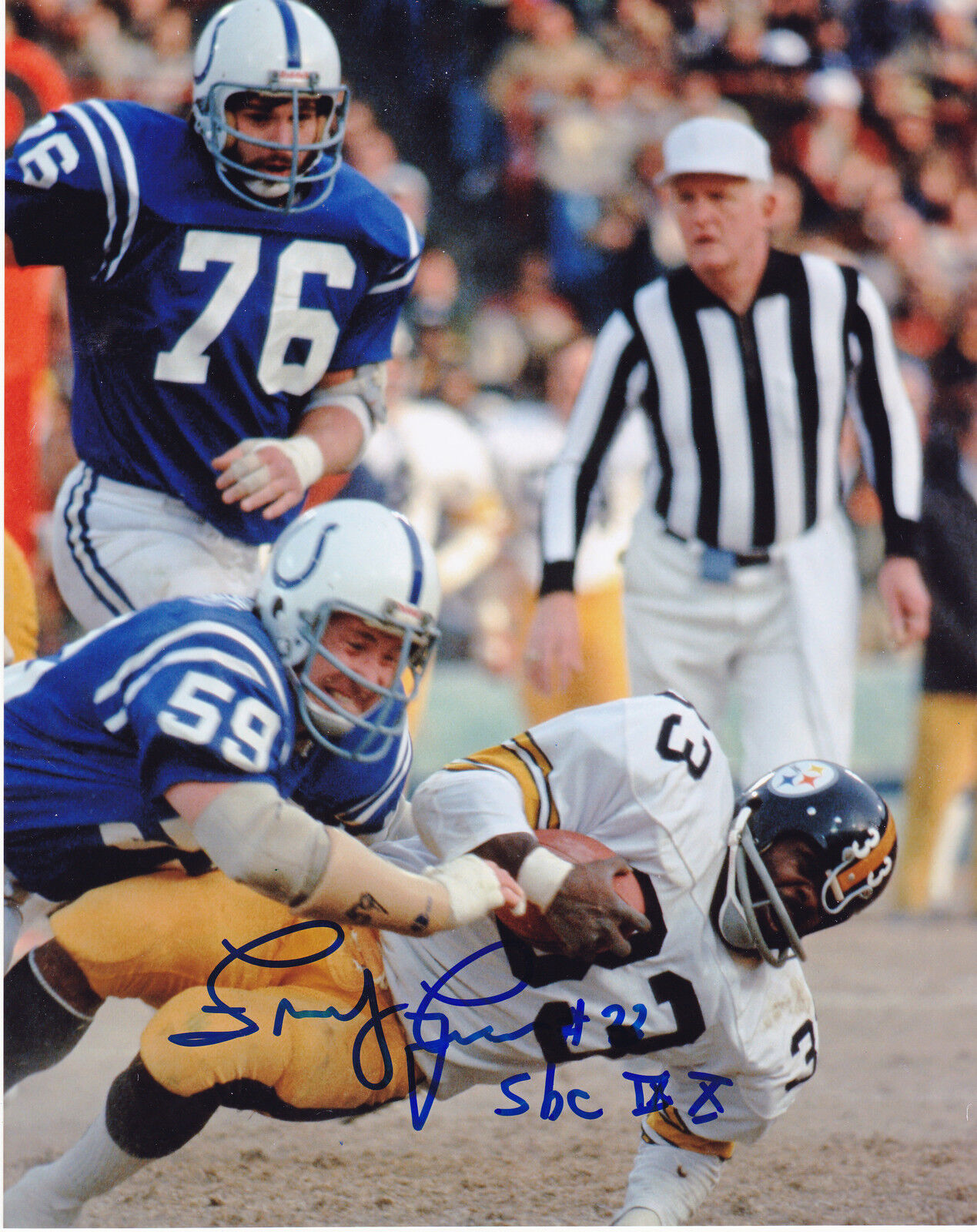 FRENCHY FUQUA PITTSBURGH STEELERS SUPER BOWL CHAMPS IX, X ACTION SIGNED 8x10