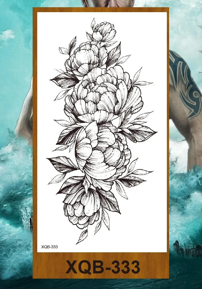 Temporary Tattoo Stickers Women Girl Arm Buttocks Chest Art Fake Tatoo Flowers Chain Body Makeup Waterproof Lily Chrysanthemum