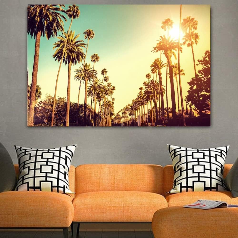 Los Angeles Palm Trees Sunset Canvas ​Wall Art 